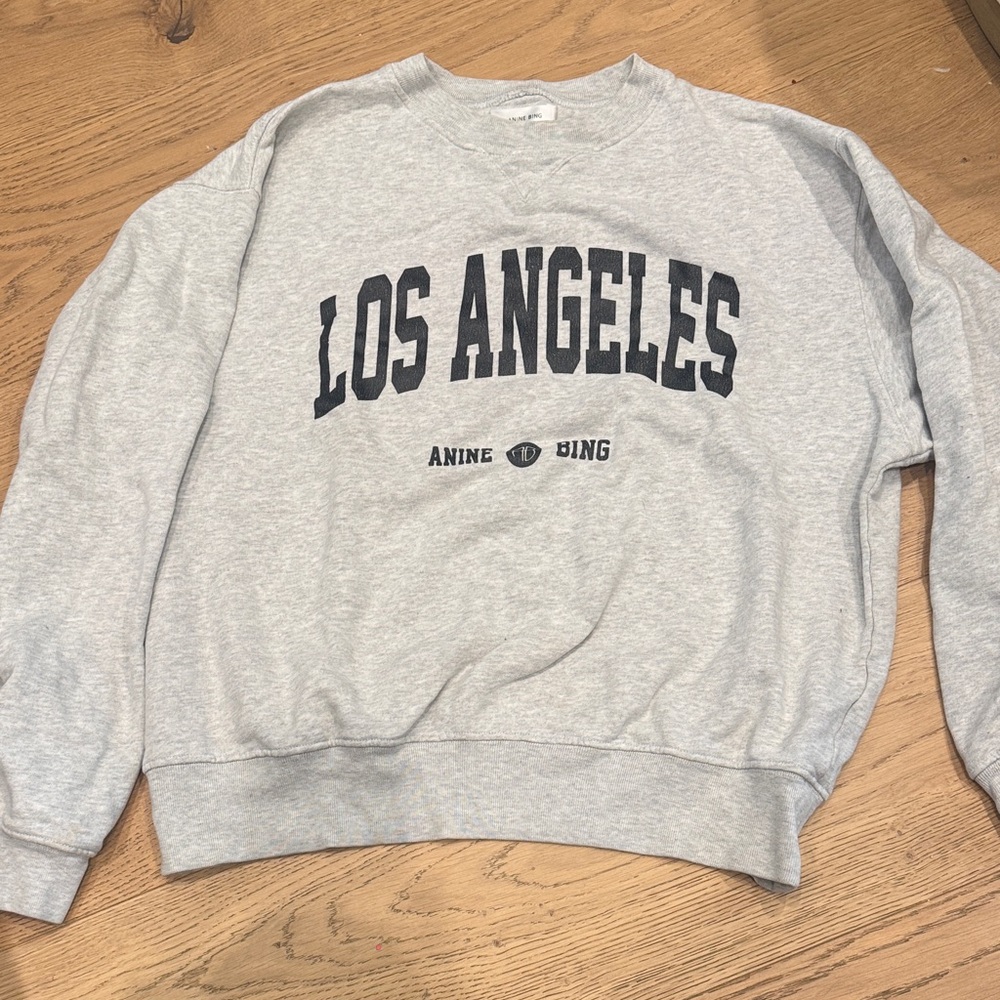 Anine Bing Gray "Los Angeles" Pullover Sweatshirt